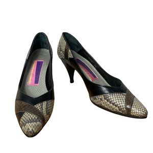 Susan Bennis Warren Edward Snakeskin Argyle Vintage Pumps